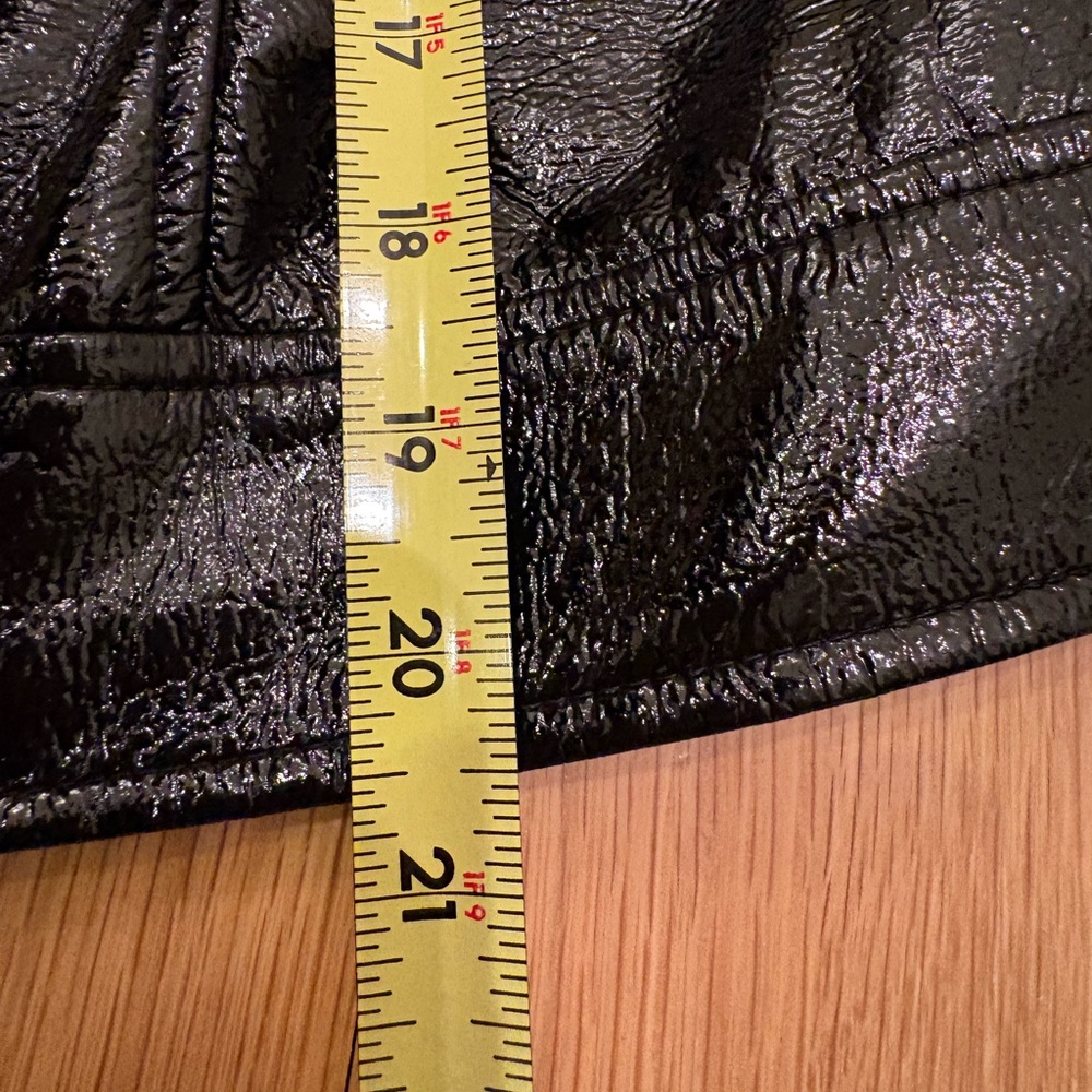 Who What Wear Womens Black Patent Faux Leather Bomber Biker Jacket / Size S - Picture 13 of 15